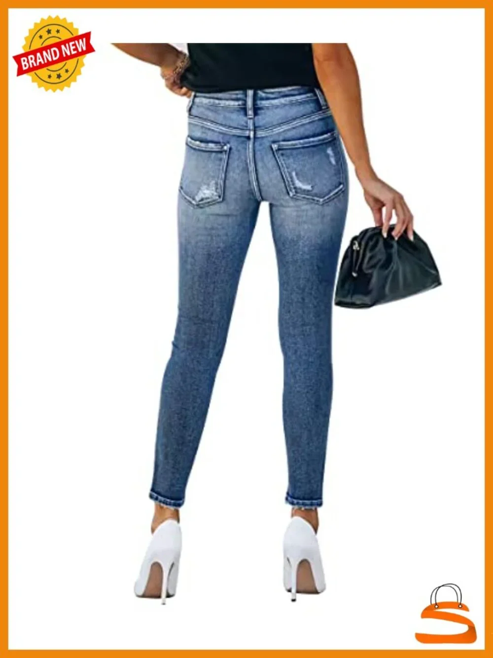 Stretchy Skinny Ripped Distressed High Rise Denim Jeans